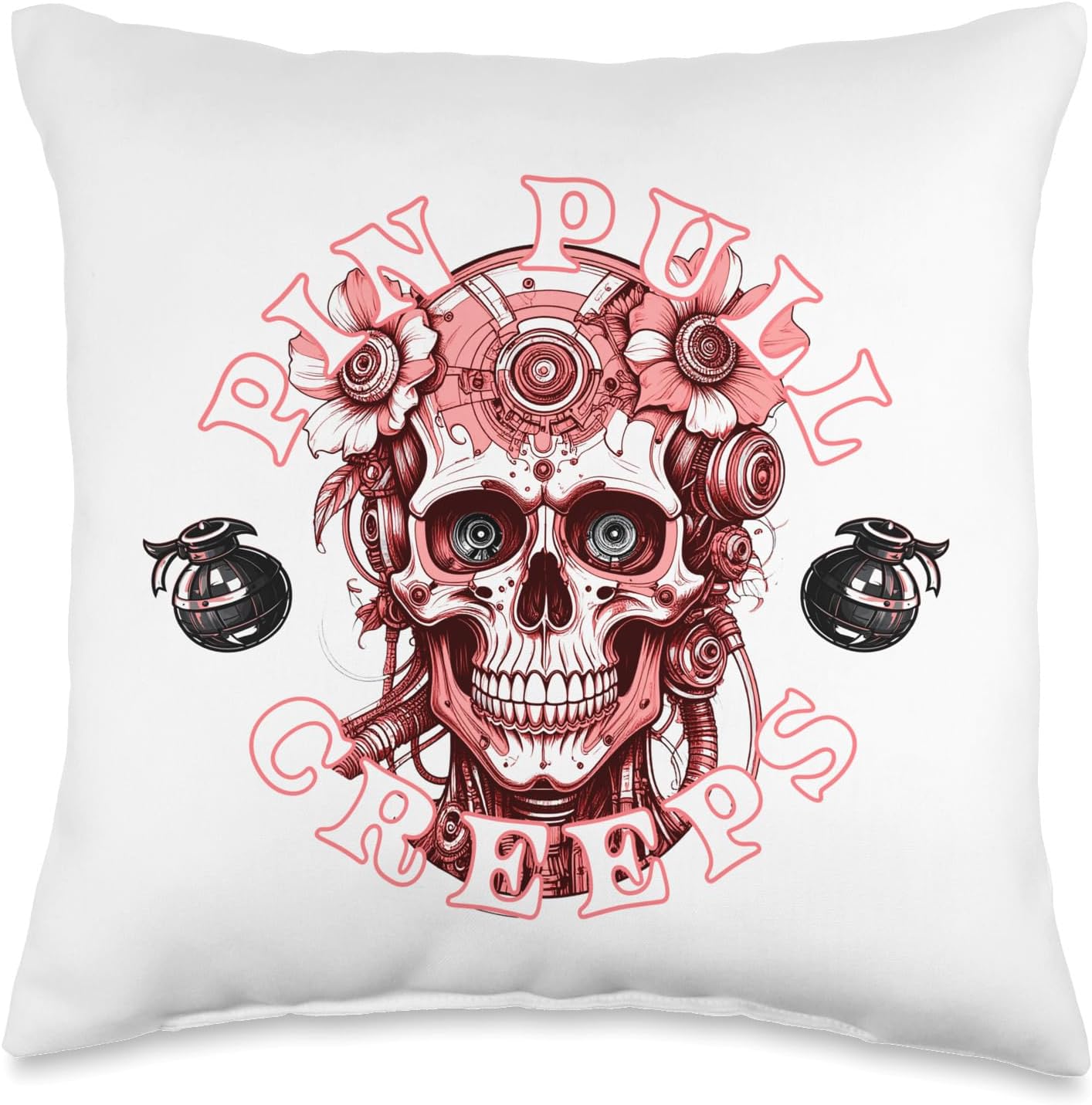 Circuit Bloom Creeps Throw Pillow