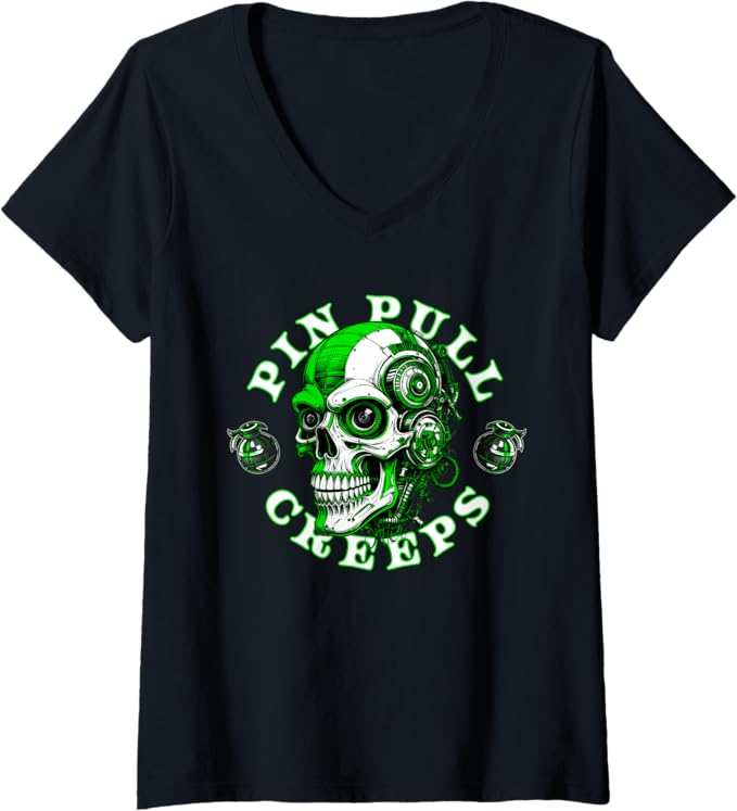 Greenline Creeps Womens V-Neck T-Shirt
