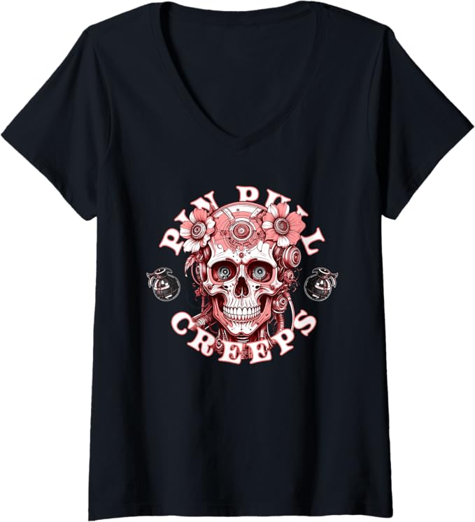 Circuit Bloom Creeps Womens V-Neck T-Shirt