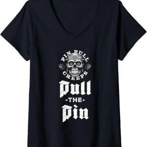 Pull the Pin Womens V-Neck T-Shirt