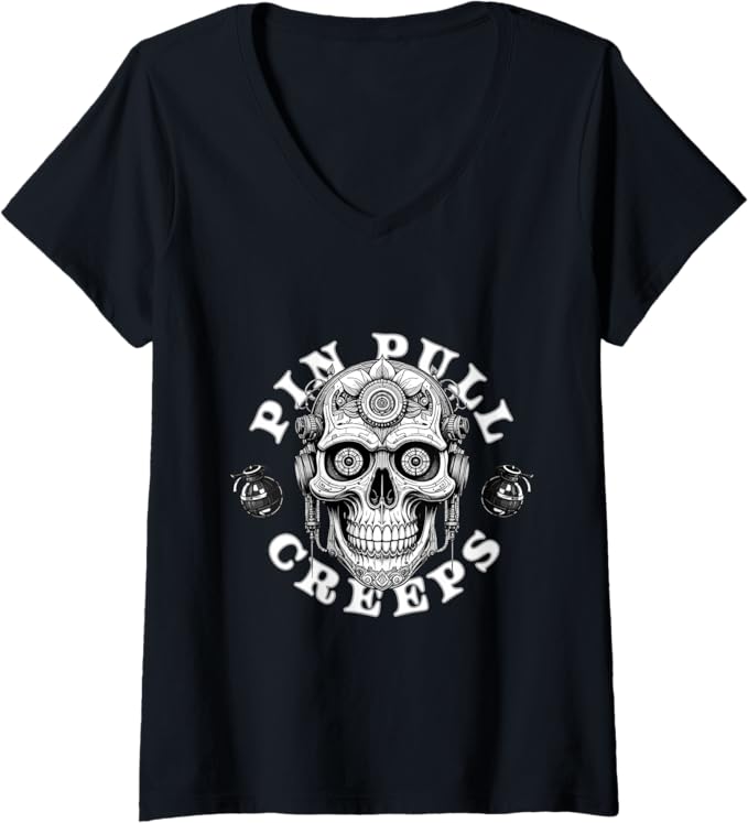Petal Glitch Creeps Womens V-Neck T-Shirt